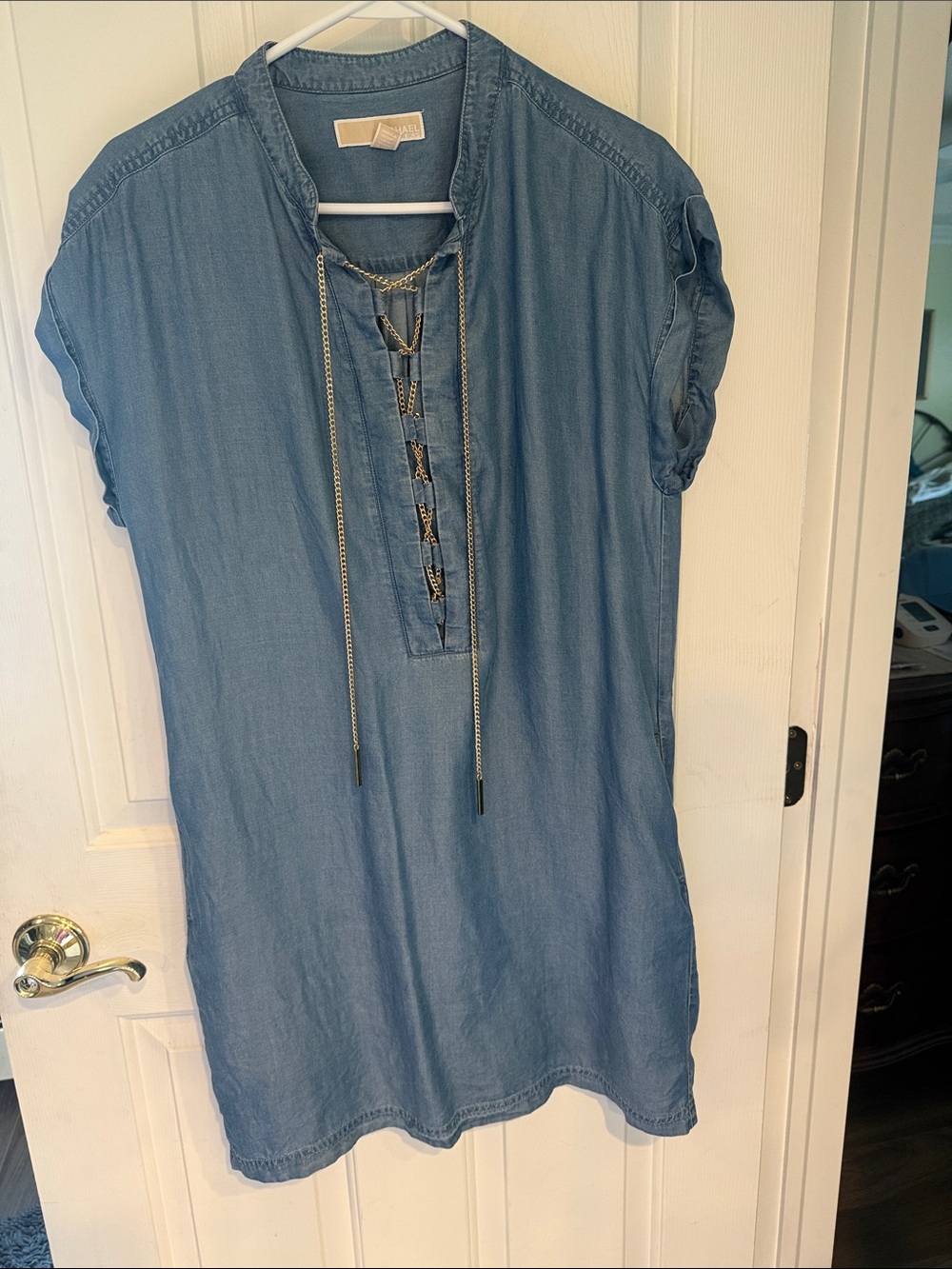 Michael Kors Light Blue Denim-Style Lace-Up Tunic